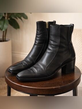 Tom Ford Era YSL Johnny Boots Black Leather Gold Hardware Size 42